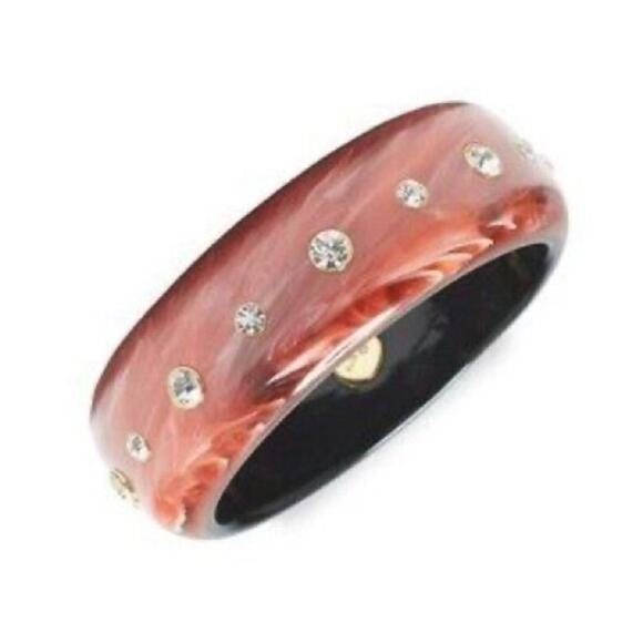 VINCE Camuto Brick Red and black Resin Bangle Bracelet with crystal inset accent - Picture 6 of 6